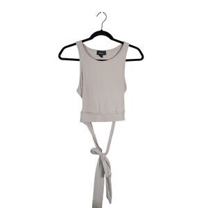 B.Wear Tie Waist Cinching Cropped Tank Top in Grey